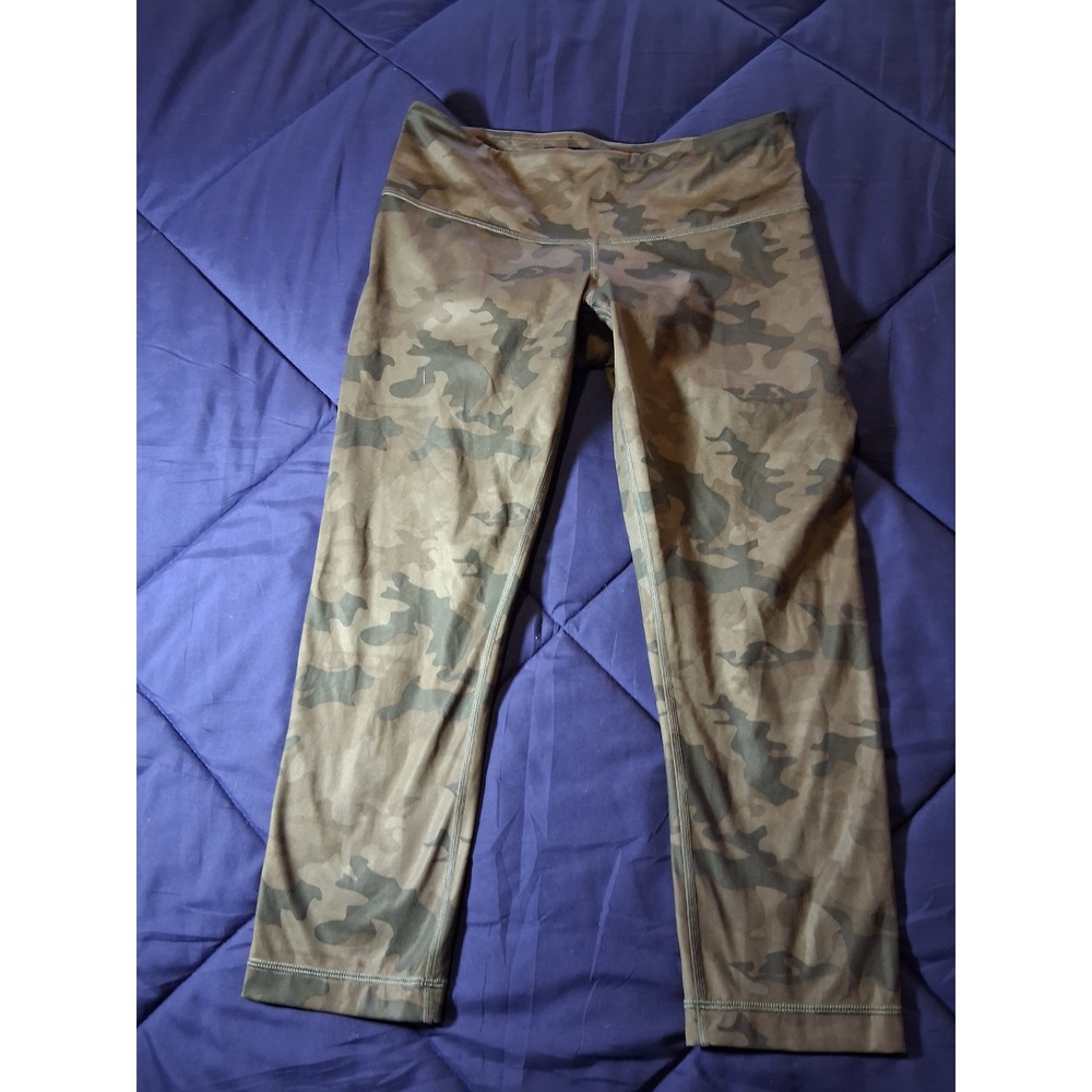 Lululemon Wunder Under Crop Leggings Size 6 Heritage Camo Green Yoga Pants